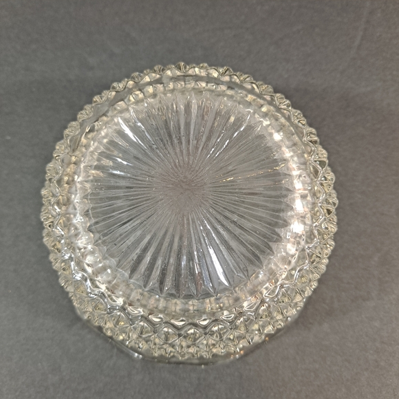 Vintage Three Piece Diamond Point Glass Cream And Sugar Bowl Caddy Set - Picture 5 of 13